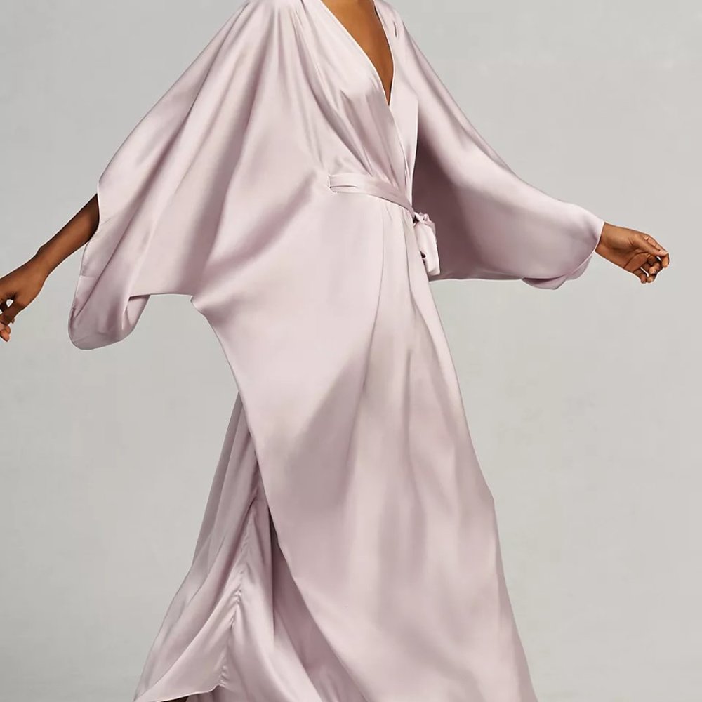 NWT Anthropologie Satin Tie Front Maxi Kaftan - Picture 4 of 8
